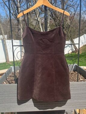 Zara Women’s Gray Brown Velvet Spaghetti Strap Structured Mini Dress Size S